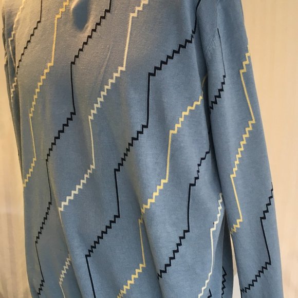 Vintage Tundra Men L 90’s Oversized Knit Sweater Hipster Dad Cosby Silk Zig Zag - Picture 3 of 15